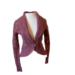 Vintage Y2K Ann Taylor LOFT Petites Lace Knit Shawl Collar Sweater Size SP